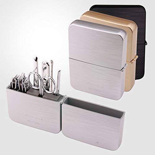 K-Beauty! World No. 1. Three Seven (777) Travel Manicure Grooming Kit Nail Clipper Set (7 PCs, TS-4112B), MADE IN KOREA, SINCE 1975.(Black Case)