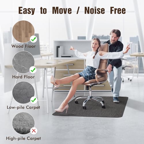 Image of Blvornl Office Chair Mat for Hardwood Floor, 40 inchx 55 inch Desk Mat for Hard Wood, Large Anti-Slip Hard Floor Protector Rolling Chair Mat, PVC Mat Desk Rug for Office Home, Black