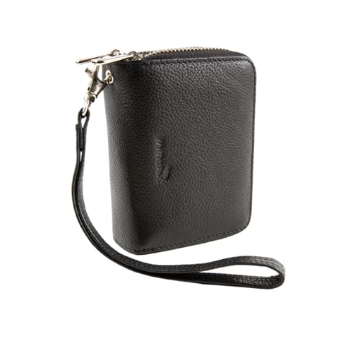 Women’s RFID Double Zip Accordion Credit Card Holder Black