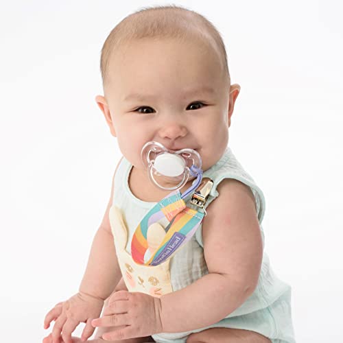 Image of BooginHead by Infantino PaciGrip 2-Pack Pacifier Clips - Universal Fit, Gentle on Clothes, Keeps Pacifiers Clean & Close, Ages 0-36 Months, Pink Ombre