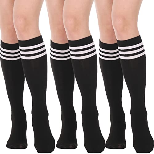 Image of DRESHOW 3 Pairs Cotton Knee High Socks for Women Solid Knit Knee Long Stocking Leg Warmer All Season Gift