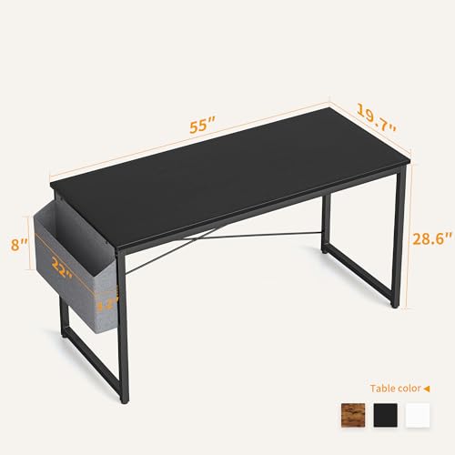 Image of Cubiker Computer Desk, Home Office Writing Study Desk, Modern Simple Style Laptop Table with Storage Bag (52.2, Black)