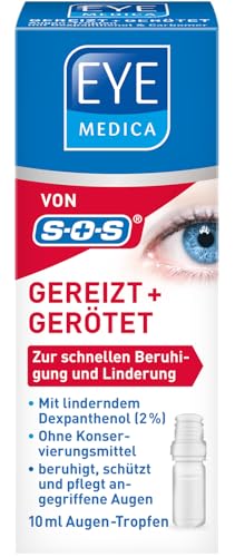 EyeMedica Gereizt + Gerötet Augentropfen zur Beruhigung strapazierter Augen bei Rötungen Reizungen und Trockenheit für Kontaktlinsenträger 10 ml