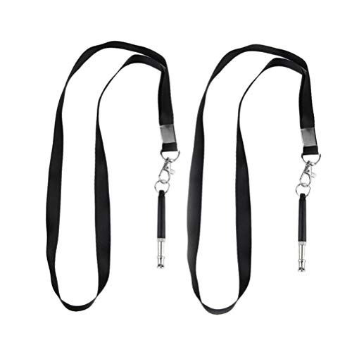 POPETPOP 2 peças/pacote portátil preto portativo durável apito para cães com cordão gratuito para co