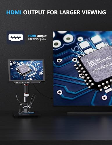 Image of 4K Digital Microscope - 2000X Magnification, 8 inch Coin Microscope with 52MP Camera Sensor, Microscope for Adults for Soldering, Full Coin Observation, 64GB TF Card & Coin Guidebook Included