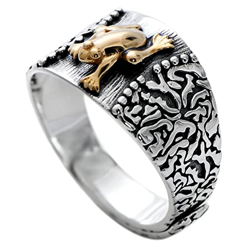 Bague argent homme mariage et fiançailles, anneau de crapaud réglable en s925 sterling