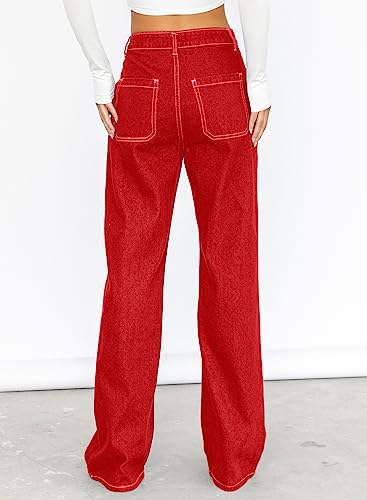 Sidefeel Women's Cargo Jeans Casual Loose Mid Rise Wide Leg Denim Pants2