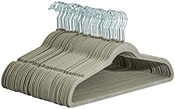 Amazon Basics Slim, Velvet, Non-Slip Suit Clothes Hangers, Gray/Silver - Pack of 50