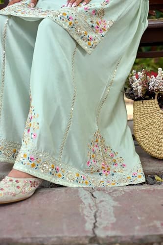 Image of Anveri Textiles Premium Silk Embroidered Kurti with Sharara & Dupatta | Elegant Ethnic Wear for Women | Festive & Party Outfit
