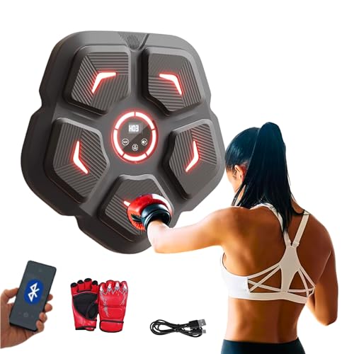 MAGIC SELECT Máquina de boxe musical, equipamento de treino de boxe para parede de poliuretano, almofada de boxe com LED, Bluetooth, luzes de ritmo da música. (3 modos, 41 x 41 x 5,5 cm)
