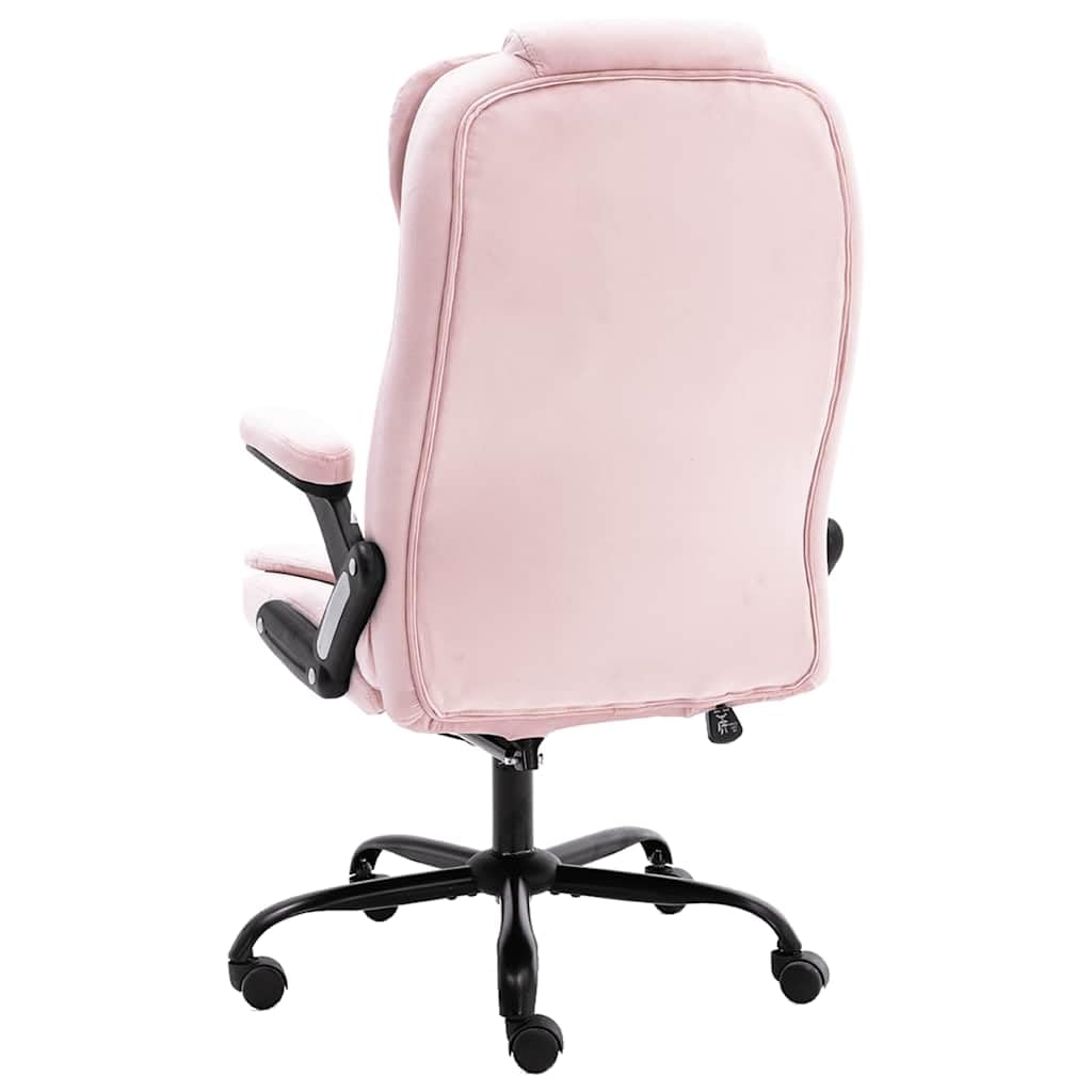 Sedia da ufficio massaggiante in velluto rosa con 4 punti di massaggio e funzione riscaldante, ergonomica, regolabile in altezza, con ruote, braccioli e schienale, ideale per casa e studio