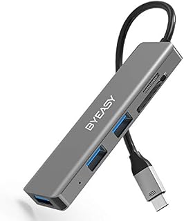 BYEASY USB C Hub Card Reader, Aluminum 5 in 1 USB 3.1 Hub