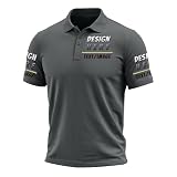 Custom Polo Shirts for Men Design Your Own Golf Jersey Personalized Print Image Text Dark Grey Large