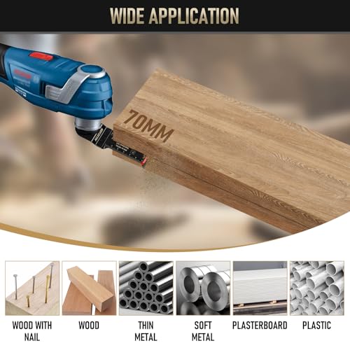 MaxEarn 10Pcs 70mm Extra Long Oscillating Saw Bla-des, Titanium Multitool Bla-des with 3 Adapter - Image 4