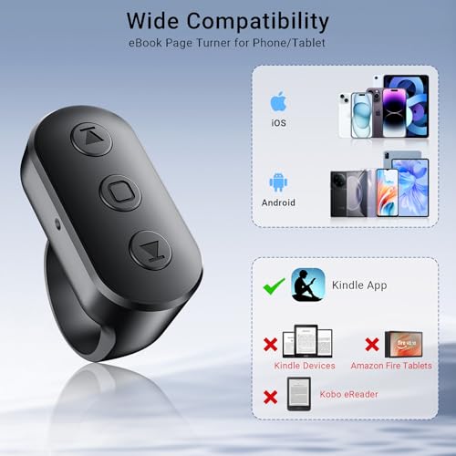 Magnetic Phone Holder for Bed Laying Down with Remote Page Turner, Bedside Gooseneck Phone Stand with Clicker for Reading, Flexible Mount with Wireless Scrolling Ring for iPhone/Tiktok/Short Video - image 4