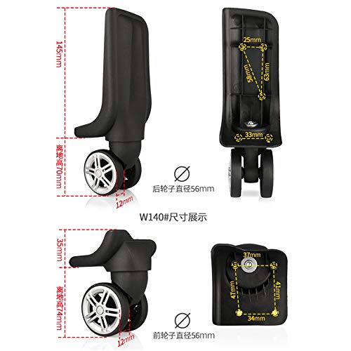 Black 3 Inch Plastic & Polyurethane Mute Connected Spinner Wheels for Luggage, Compatible with Passenger Car & SUV2