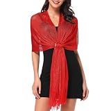 chal para vestido rojo fiesta Adecuado para múltiples lugares: destaca entre la multitud con este llamativo chal metálico que irradia elegancia y encanto. Los detalles metálicos atrapan la luz maravillosamente, por lo que es el accesorio perfecto para eventos formales, bodas, fiestas o cualquier ocasión especial.