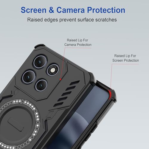 Image of Zapcase Back Case Cover for Motorola G86 Power 5G | Magnetic Case with Built-in Metal Ring | Supports MagSafe Charger, Wallet & Car Mount | Shockproof Hybrid PC + TPU | Black