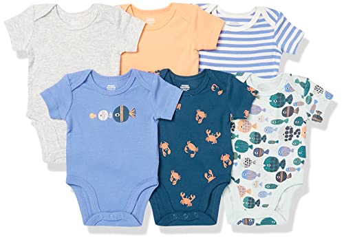 Image of Amazon Essentials Unisex Babies' Short-Sleeve Bodysuits, Multipacks