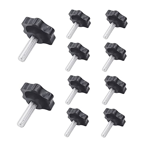 Yuhtech M8 x 25mm Thumb Screw, 10PCS Star Head Threaded Knurled Thumbscrew, Grip Knobs Clamping Screw for Machinery Latche