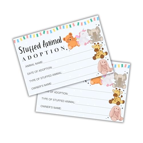 Lashicorn Stuffed Animal Stuffie Animal Adoption Certificate 30pk 4x6” Postcard Papers Plushie Birthday Rescue Favor Keepsakes Build a Teddy Bear