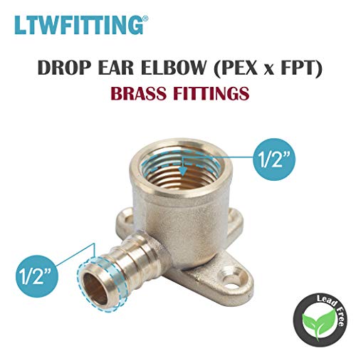 Ltwfitting Lead Free Brass Pex Crimp Fitting 1/2-Inch Female Npt X 1/2-Inch Pex Drop Ear Elbow (Pack Of 2) #TOP1