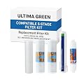 Ultima Green RO Compatible 5 Filter Replacement Kit with 50 GPD RO Membrane – 5-Stage Water Filters for Reverse Osmosis System – Sediment, Carbon Block, GAC, Membrane