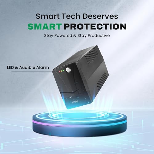 Image of EVM EPS720 600VA /360W Line Interactive UPS - Backup Power for PC, CCTV, WiFi Router & DVR /NVR, Wide Input 140-300V AC, Pure Sine Wave Output - 2 Year Warranty (EPS720)