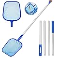 Retino per Piscina - Schiumatoi per Piscina con Asta in Alluminio da 183 cm, per la Pulizia Delle Foglie Della Piscina, Rete Fine per la Pulizia Della Piscina Skimmer per Fontana/Stagno/Vasca Calda