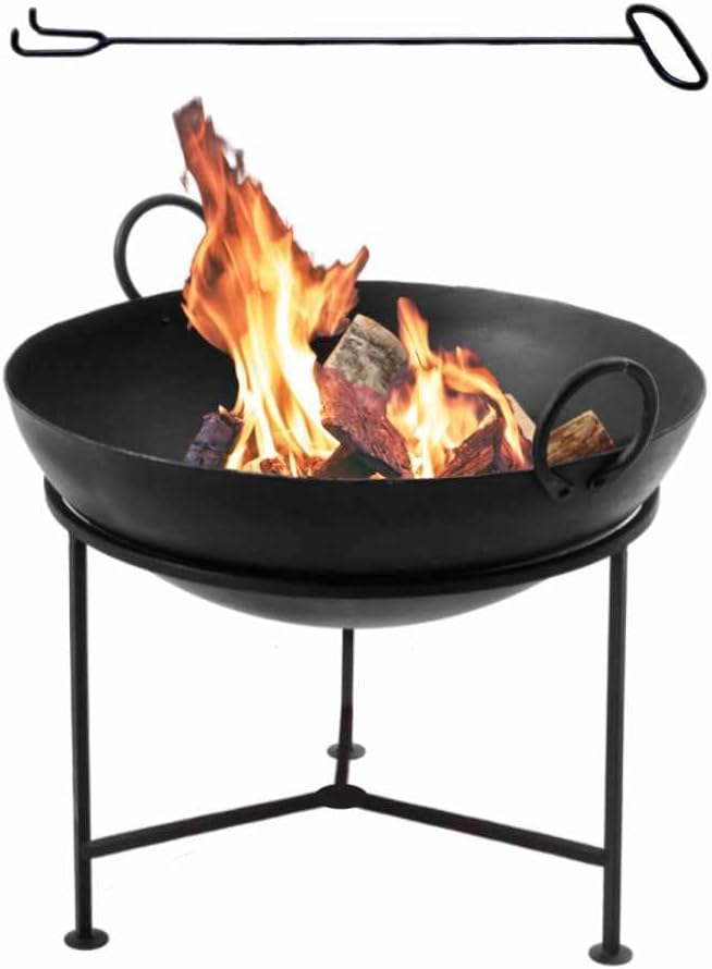 TheNeoWorld Heavy-Duty 14.5 kg Fire-Stand/Fire Pit/Bonfire/Campfire Bowl 25" / 64 cm for Outdoor Use, Iron, Black Colour 21NW018