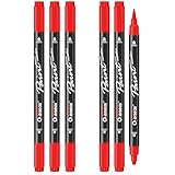 Overseas Red Acrylic Paint Markers, 6 Pack Dual Tip...