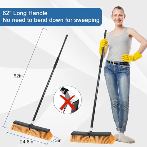 image for PBHEPJ 24 Inchs Push Broom Outdoor Heavy Duty, Shop Broom with 60