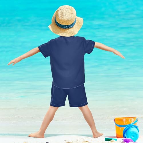 Image of 3T Toddler Boy Shorts Set Teal Hawaiian Button Down Shirts Summer Outfits for Little Boy