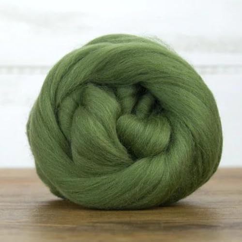Revolution Fibers Merino Wool Roving 1 lb Premium Wool Roving 22 Micron, Best Merino Wool for Spinning, Tapestry, Needle Felting, Big Yarn Roving and Wall Hangings (Olive Green) - Thumbnail 4