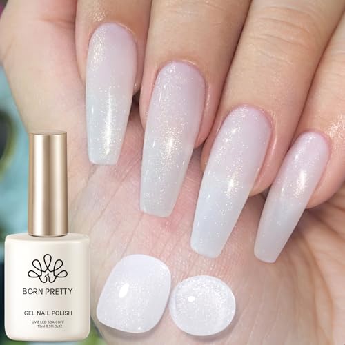 Born Pretty UV Nagellack Milky White Glitzer Jelly Moonlight 15ml - Gel Nagellack UV Transparent Natur UV LED Soak off Manicure Gel Lacquer Varnish