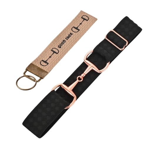 1.5 inch Equestrian Elastic Belt,Women's Snaffle Bit Buckle Belt,Horses Belt Good Luck Key Strap for Horseback Riding