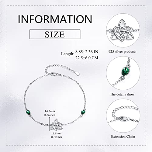 Image of VONALA Evil Eye Anklet 925 Sterling Silver Irish Celtic Knot /Witches Knot /Claddagh /Infinity Heart /Butterfly /Pineapple Chain Hotwife Anklet Foot Ankle Jewerly Gift for Women Mother Wife Sisters