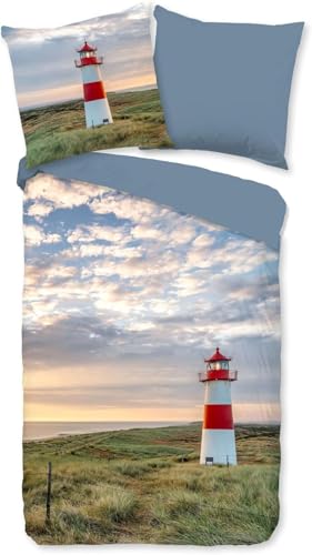 BJCJGGL 布団カバー セミダブル 灯台 掛け布団カバー 3点セットポリエステル 防ダニ 抗菌防臭 通気吸湿 布団カバー 170x210 cm + 2 枕カバー 43x63 cm