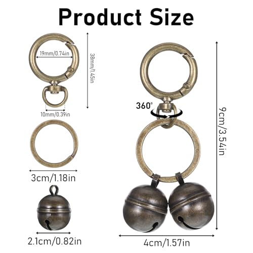 Xthrotsenk 4 PCS Copper Bell for Dog Collar Dog Bells for Pet Tracking Extra Loud Bell Dogs Collar Charms Cat Bells with Quick Clips for Pet Dogs Cats