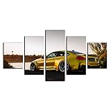 Annick Goutal 5 Bedienfeld Wandkunst Moderne BMW M4 Sportwagen Poster Print Leinwand Malerei Luxusfahrzeug Geschwindigkeit Bild Wohnzimmer Wohnkultur (12,75x150 cm(Holzrahmen))