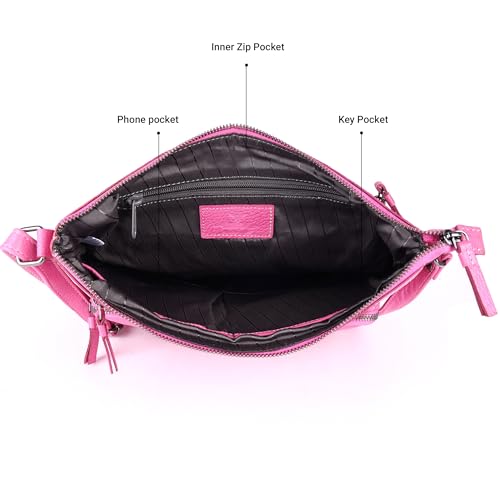Image of LEDERBUCK Olga Women's Extra-Large Genuine Leather Crossbody Purse - Soft Triple-Zip Shoulder Bag
