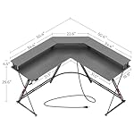 SEVEN WARRIOR L Shaped Gaming Desk with LED Lights & Power Outlets, 50.4” Computer Desk with Monitor Stand, Corner Desk with Carbon Fiber Surface, Gaming Table with Hooks, Black - Image 3