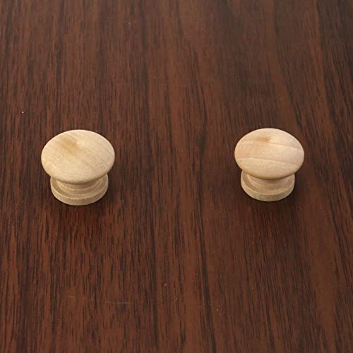 Wealrit 20 Pcs Round Wood Knobs With Screws,Diameter 1 Inch Wood Mushroom Knobs,Unfinished Wood Drawer Knobs For Cupboard Wardrobe Door Dresser #TOP4