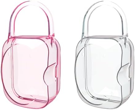 Pacifier Case Classic (Pack of 2, Clear, Pink)