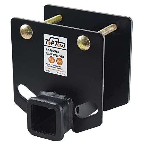 Toptow Rv Bumper Hitch Receiver 2 Inch Adapter Fits For 4 Inch X 4 Inch Square Rv Rear Bumpers With Hitch Lock Chrome #TOP1