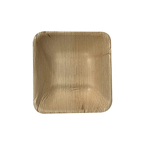 Bio Mart - Areca Palm Leaf Square Dinnerware Set With 8-Inch And 10-Inch Flat Square Dinner Plates, 15 Inches X10 Inches Oval Rectangular Platter, 5-Inch Square Bowl, And Cutlery Set, 62 Pieces #TOP4
