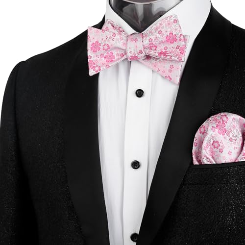 Image of Alizeal Mens 2pcs Floral Self-tied Bow Tie Pocket Square Set