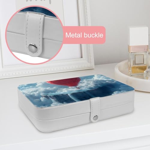 Boîte à bijoux de voyage rouge compacte pour bagues et colliers - 7