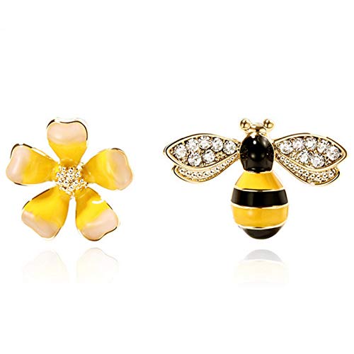 YYLH Abeille Fleur Boucles D'Oreilles Asymétriques Boucles D'Oreilles Zircon Boucles D'Oreilles Mode Bijoux Cover