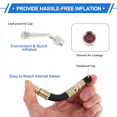 Image of Motoforti 1set 135 Degree Copper Tire Valve Extension with Durable Plastic 100mm Tyre Valve Inflation Adapter for Car Motorcycle RV Truck Bike